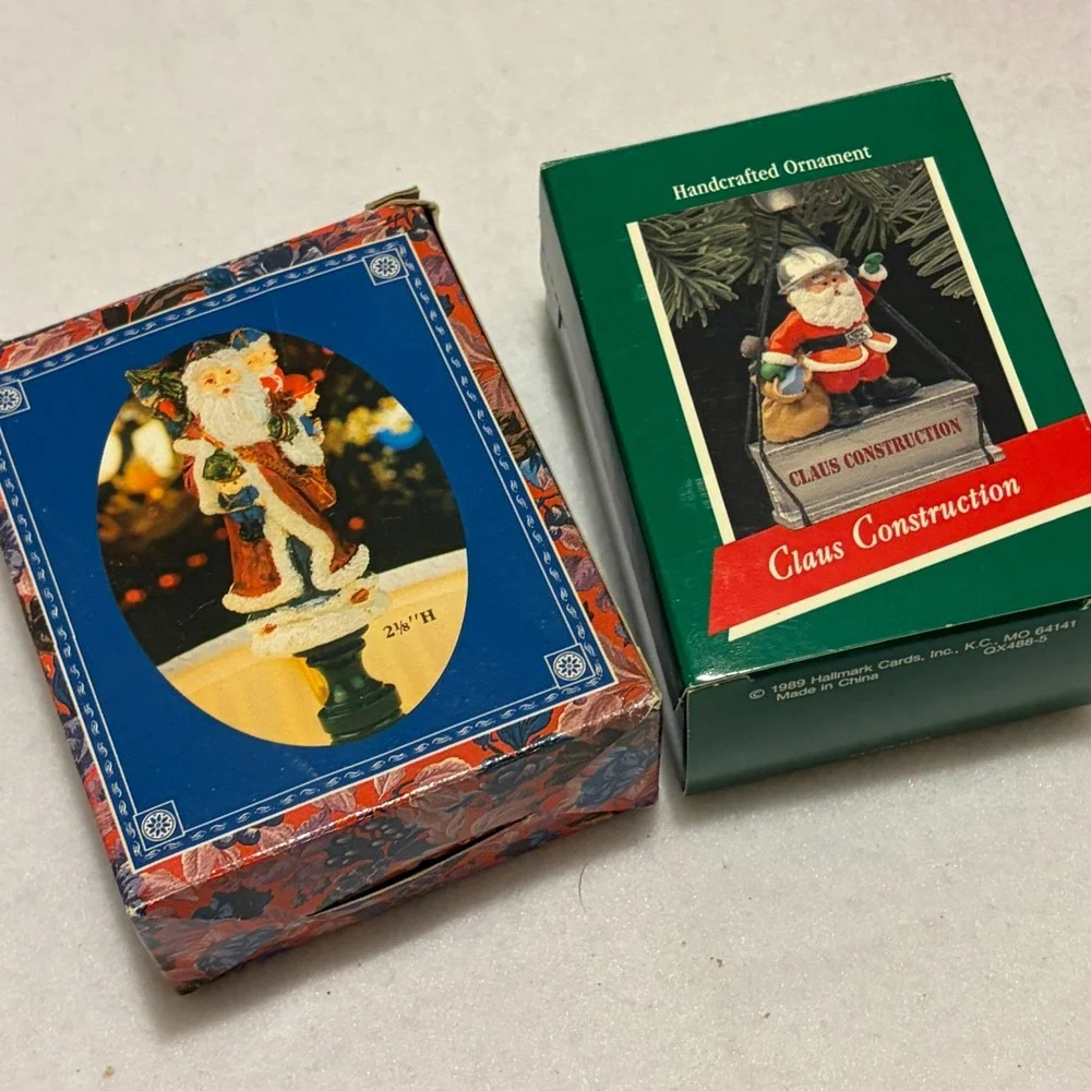 Lot of 17 Vintage Hallmark Keepsake Santa Ornaments Gym Taxi Baseball 1980s